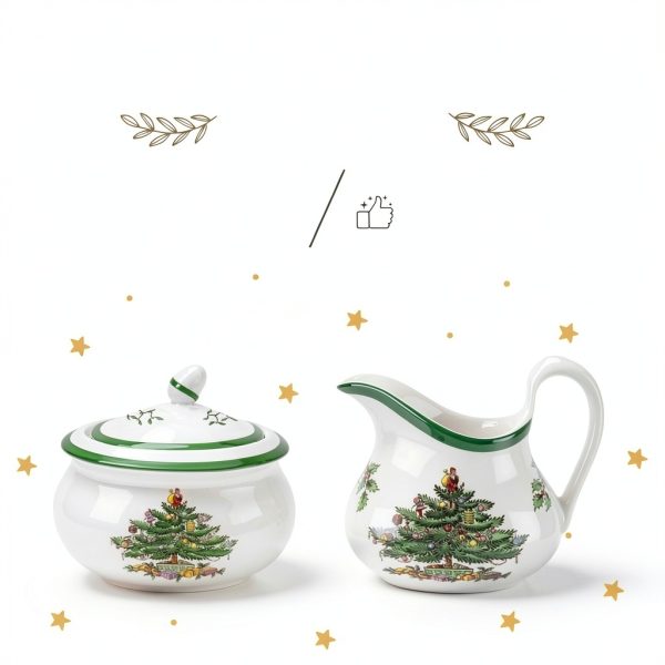 Spode Christmas Tree Sugar Creamer Set Earthenware-2